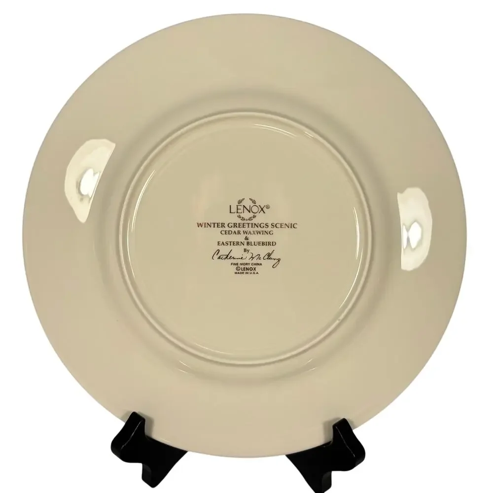 Lenox Winter Greetings Scenic Cardinal Waxwing Birds Serving Plates Bowl Set 3